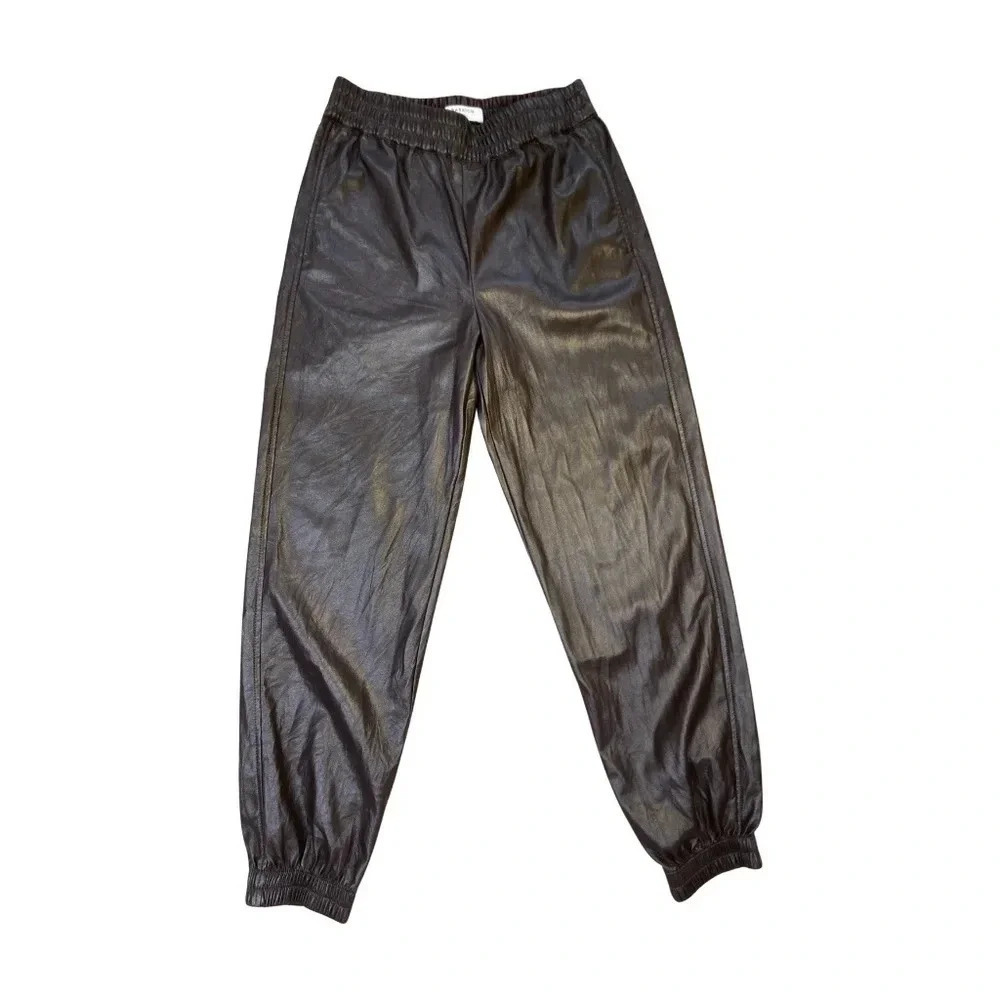 Aritzia Babaton Zedel Faux Leather Jogger | Dark Brown | Size XS